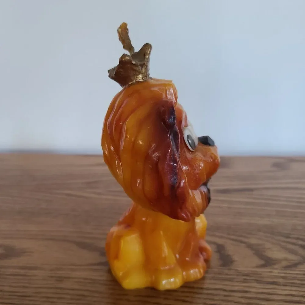 Vintage Lion Novelty Wax Candle - LION WITH CROWN & BIG EYES - Vintage Rare